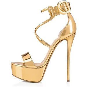 MERUMOTE Women's Platform Heels Sky High Heel Sandals Party Bridal Evening Shoes